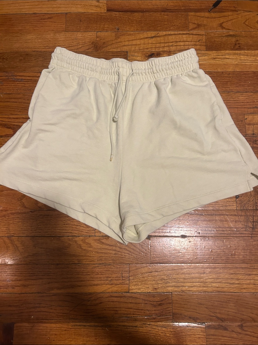 H&M Cream Athletic Drawstring High-Rise Shorts